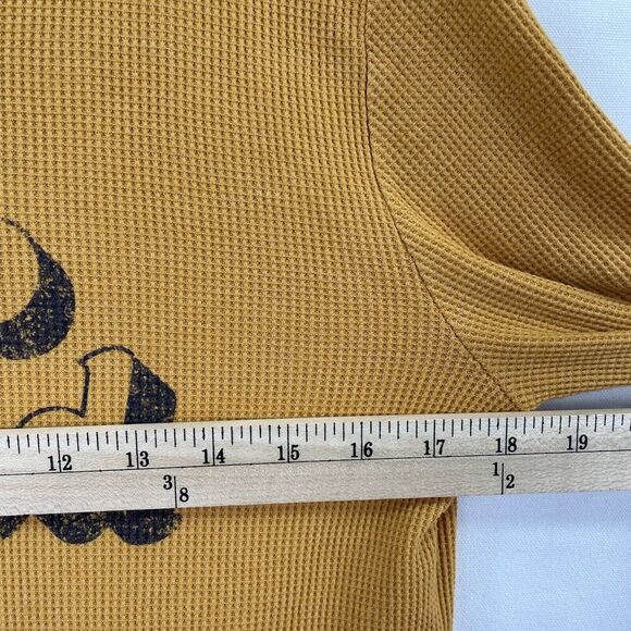 Back When‎ Anthropologie Shirt Womens Small Yellow Thermal Waffle Knit Boho - Picture 11 of 12